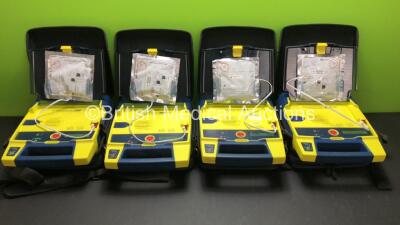 4 x Cardiac Science Powerheart AED G3 Automated External Defibrillators with 4 x Batteries and 4 x Carry Cases (All Power Up)