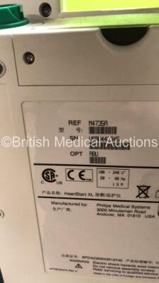 Job Lot Including 2 x Agilent Heartstream XL Defibrillators Including ECG and Printer Options (Both Power Up, 1 with Cracked Dial-See Photo) 1 x Philips Heartstsrt XL Defibrillator Includiung ECG and Printer Options (Powers Up) - 7