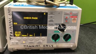 2 x Zoll M Series Biphasic Defibrillators Including Pacer ECG and Printer Options with 2 x Batteries and 2 x Patch Cables (Both Power Up) *T05F71997, T04D57716* - 3