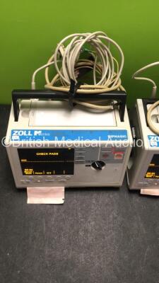 2 x Zoll M Series Biphasic Defibrillators Including ECG and Printer Options with 2 x Batteries, 2 x Patch Cables and 2 x 3 Lead ECG Leads (Both Power Up) *SN TZ7I94297, T06K85376* - 6