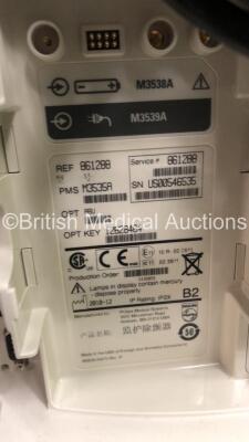 2 x Philips MRx Defibrillators Including ECG and Printer Options with 2 x Philips M3539A Power Adapters 2 x Paddle Lead, and 2 x 3 Lead ECG Leads (Both Power Up) *US00546535, US00546531* - 12