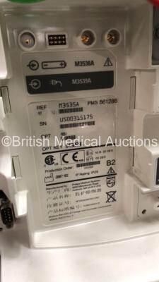 2 x Philips MRx Defibrillators Including ECG and Printer Options with 2 x Philips M3539A Power Adapters 2 x Paddle Lead, and 2 x 3 Lead ECG Leads (Both Power Up) *US00565620, US003151575* - 11
