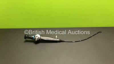 Olympus ENF-GP Pharyngoscope in Case - Engineer's Report : Optical System - 16 Broken Fibers, Angulation - Crush in Bending Section, Insertion Tube - No Fault Found, Light Transmission - No Fault Found, Leak Check - Bending Section Rubber Leaking *2713288 - 2