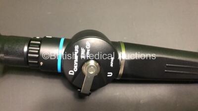 Olympus ENF-GP Pharyngoscope in Case - Engineer's Report : Optical System - 16 Broken Fibers, Angulation - Crush in Bending Section, Insertion Tube - No Fault Found, Light Transmission - No Fault Found, Leak Check - Bending Section Rubber Leaking *2713288 - 3