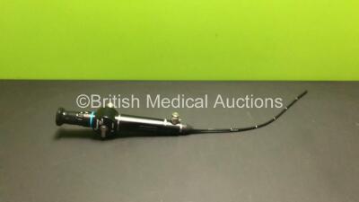 Olympus ENF-GP Pharyngoscope in Case - Engineer's Report : Optical System - 3 Broken Fibers, Angulation - Bending Section Crushed, Bending Section Rubber Perforated, Insertion Tube - Crush Mark, Light Transmission - No Fault Found, Leak Check - Bending Se - 2
