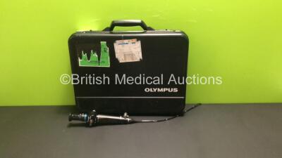 Olympus ENF-P4 Pharyngoscope in Case - Engineer's Report - Optical System - No Fault Found, Angulation - No Fault Found, Insertion Tube - Minor Crush Marks, Light Transmission - No Fault Found, Leak Check - No Fault Found *W500005* (G)