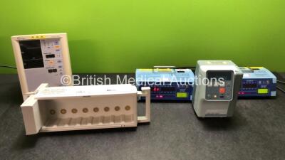 Mixed Lot Including 1 x IVAC Model 597 Volumetric Pump (Powers Up) 2 x Volumed VP7000 Pumps (Both Power Up) 1 x Philips Ref 862461 Module Rack and 1 x Datascope Accutorr Plus Patient Monitor (Holds Power with Blank Display-See Photo) *RI*