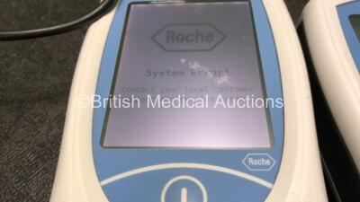 3 x Roche CoaguChek XS Plus Blood Monitoring Units with 1 x AC Power Supply (All Power Up, 2 with System Error and 1 with Faulty Screen and Missing Battery-See Photos) *RI* - 2