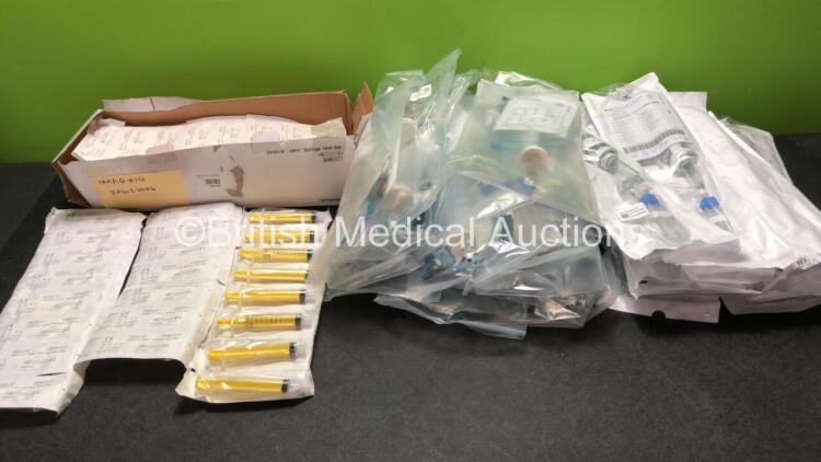 Job Lot of Consumables Including Infusion Pump Burette Sets, Alaris SE Pump Valves and 10ml Syringes *All in Date*