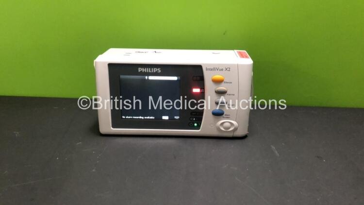 Philips IntelliVue X2 Portable Patient Monitor *Mfd - 02/2012* with Press, Temp, NBP, SPO2 and ECG Resp Options and 1 x Flat Battery (Powers Up with Good Battery, Flat Battery Included)