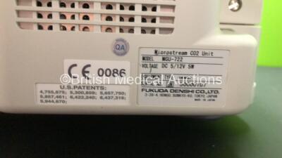 2 x Fukuda Denshi DS-7200 Patient Monitors Including Microstream CO2, ECG/RESP, SpO2, NIBP, BP1, BP2, Temp 1, Temp 2 and Printer Options with 2 x ECG Leads and 2 x NIBP Hoses with Cuffs *Mfd Both 2010* (Both Power Up) - 6