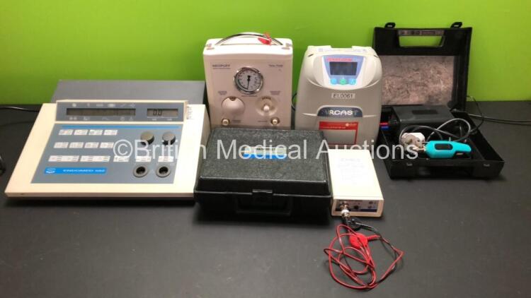 Mixed Lot Including 1 x Enraf Nonius Endomed 582 Electrotherapy Unit (Powers Up) 1 x Aircast Venaflow Elite Compression Unit (Powers Up) 1 x Fisher&Paykel Neopuff Resuscitator, 1 x Wescor Webster Sweat Inducer, 2 x Drill Transformers and 1 x GE lullaby LE