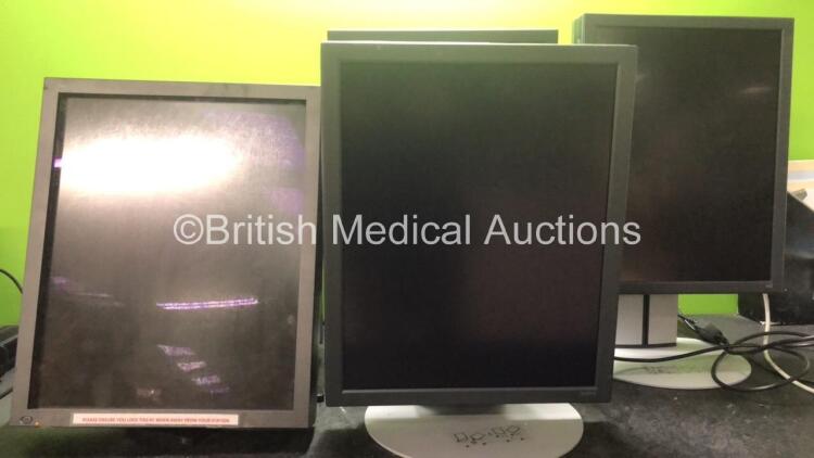 Job Lot of Monitors Including 2 x NEC MD215MG Monitors with 2 x AC Power Supplies (Both Power Up) 3 x Eizo Model 10293043, *SN M000061, FS0163361, FS0163359, M000062, 3X000667GW, 3X000668GW, HXXD001251, HXA8001308*