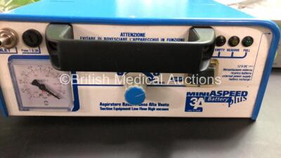 Mixed Lot Including 1 x Laerdal Suction Unit with Cup and Lid (Powers Up) 1 x SA MiniASpeed Battery Plus Suction Unit with Cup, 2 x ProPulse Ear Irrigators with 1 x Case and Accessories and 2 x Nebulisers - 6