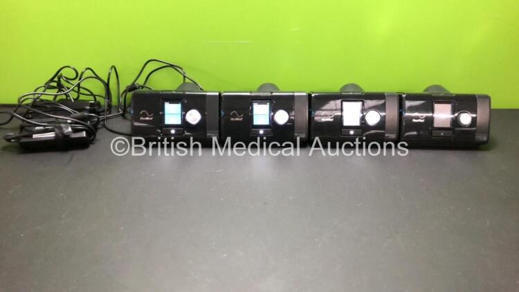 4 x ResMed AirSense 10 AutoSet CPAP Units with 3 x Power Supplies (All Power Up)