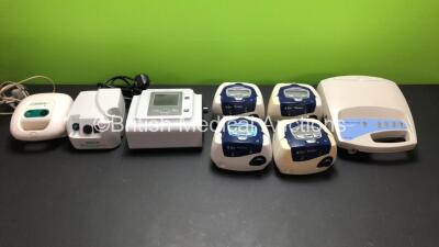 Job Lot Including 1 x Philips Respironics BiPAP A30 (No Power) 4 x ResMed S9 CPAP Units (3 x AutoSet Spirit II, 1 x Escape) 1 x ResMed CPAP S6 Lightweight, 1 x Salter and 1 x Ombra Compressors