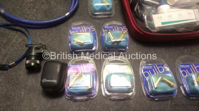 Mixed Lot Including Various Ophthalmoscopes and Attachments, Keeler Bulbs, Eye Optic Glasses, 1 x Stethoscope - 3