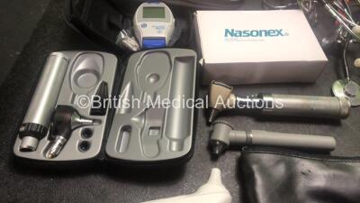 Mixed Lot Including 7 x Stethoscopes, 1 x First Aid Kit, 1 x Blood Glucose Testing Kit, 3 x Ophthalmoscopes and 3 x Thermometers - 2