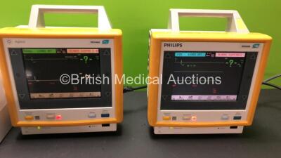 Job Lot Including 1 x Agilent and 1 x Philips M3046A M2 Monitors with 2 x M3000A Modules Including ECG/Resp, SpO2, NBP, Temp and Press Options (Both Power Up) and 1 x Welch Allyn CP150 ECG Machine (No Power - Missing Power Port) - 2