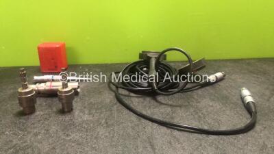 Mixed Lot Including 1 x Stryker 7126-110-000 Battery, 1 x Hall Microchoice 5020-064 Handpiece, 1 x Stryker 4100-235 Trinkle Reamer, 2 x AMI Hall Transducer / Probes, 1 x Stryker 6203-135 Trinkle and 1 x Stryker 6203-113 Trinkle Attachment