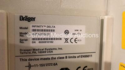 2 x Drager Infinity Delta Patient Monitors with HemoMed 1, Aux - Hemo 2 - 3, MultiMed and SpO2 Options with 2 x Docking Stations and 2 x Power Supplies *Mfd 2009* (Both Power Up) - 5