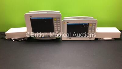 2 x Drager Infinity Delta Patient Monitors with HemoMed 1, Aux - Hemo 3, MultiMed and SpO2 Options with 1 x Docking Station and 2 x Power Supplies *Mfd 2005* (Both Power Up)