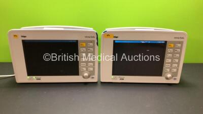 2 x Drager Infinity Delta Patient Monitors with HemoMed 1, Aux - Hemo 3, MultiMed and SpO2 Options *Mfd 2008* (Both Power Up with Casing Damage - Photos)