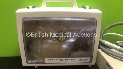 Mixed Lot Including 1 x Laerdal Silicone Resuscitator in Carry Case, 1 x RU Type FM3SS1 Footswitch, 1 x MR Equipment Pulse Oximeter (Powers Up) Large Quantity of Cutaneous Solution - 2