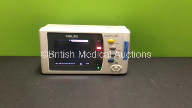 Philips IntelliVue X2 Portable Patient Monitor *Mfd - 02/2012* with Press, Temp, NBP, SPO2 and ECG Resp Options and 1 x Flat Battery (Powers Up with Good Battery, Flat Battery Included)