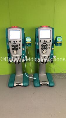 2 x Gambro Prismaflex Dialysis Machines Software Version 7.21 - Running Hours 9987 and 7381 and 2 x Barkley Auto Control Units (Both Power Up)