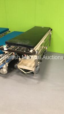 2 x Hill-Rom Transtar Hydraulic Patient Trolleys with Mattresses and 1 x Huntleigh Nesbit Evans Hydraulic Patient Trolley (Hydraulics Tested Working) * SN 116220 / HRP002217577 / HRP002033120 * - 4