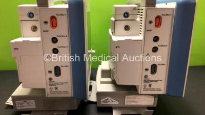 2 x Drager Infinity Delta Patient Monitors with HemoMed 1, Aux - Hemo 2 and 3, MultiMed and SpO2 Options *Mfd 2009 - 2009* with 2 x Drager Power Supplies and 2 x Docking Stations (Both Power Up with 1 x Missing Dial) *6000997363 - 6001124083* - 5