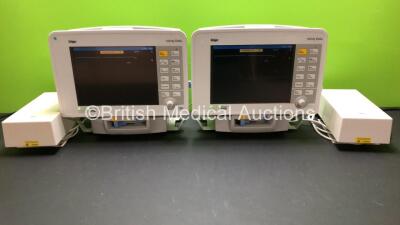 2 x Drager Infinity Delta Patient Monitors with HemoMed 1, Aux - Hemo 2 and 3, MultiMed and SpO2 Options *Mfd 2009 - 2009* with 2 x Drager Power Supplies and 2 x Docking Stations (Both Power Up) *6001026679 - 6001002188*