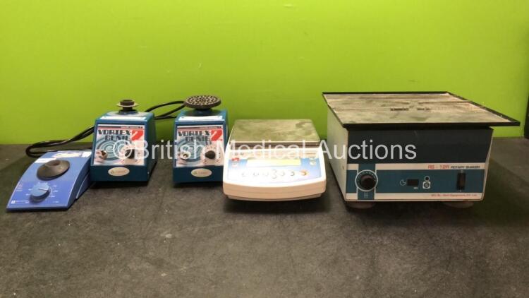 Mixed Lot Including 2 x Scientific Industries Vortex Genie 2 Mixers (1 with Cut Cable-See Photo) 1 x IKA MS2 Minishaker, 1 x Radwag PS 4500/C/2 Precision Scales and 1 x Remi RS-12R Rotary Shaker (Cut Plug-See Photo) *SN 03198346, 2E188918, 2E188917, 40748