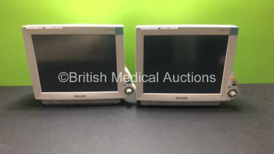 2 x Philips IntelliVue MP70 Anesthesia Patient Monitors (Both Power Up-Both Screens Marked-See Photos) * Mfd 2003 / 2003 *