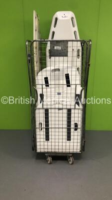 Cage of 11 x Spinal Boards and 3 x Skid Boards (Cage Not Included)