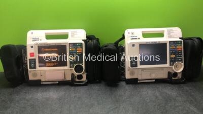 1 x Medtronic Physio-Control Lifepak 12 Biphasic 12 Lead Defibrillator / Monitor with CO2, SPO2, NIBP, ECG and Printer Options, 1 x Medtronic Physio-Control Lifepak 12 Biphasic 12 Lead Defibrillators / Monitors with CO2, SPO2, NIBP, ECG, P1, P2 and Printe