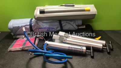 Mixed Lot Including Foil Blankets, Fabric Scissors, 1 x Mangar Camel Mattress, 1 x Mangar ELK Emergency Lifting Cushion and 3 x Hartwell Pump / Valves, 1 x Physio Control Lifepak Defibrillator Case