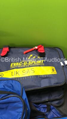 Mixed Lot Including 1 x Hartwell Medical Evac U Splint Mattress, 7 x Evac U Splint Small Mattresses and 1 x Hartwell Medical Evac U Splint Carry Bags - 3