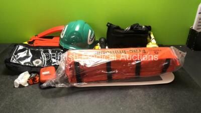 Mixed Lot Including 1 x Ambulance Helmet, 1 x Torch, 2 x Patient Transfer Boards, 1 x Emma Capnometers, 1 x Ferno Frac Immobiliser and 1 x Ambulance Bag