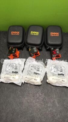 3 x Emma Ref 605100 Capnographs in Carry Cases (All Power Up) *SN 108177, 114691, 141130* - 5