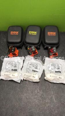 3 x Emma Ref 605100 Capnographs in Carry Cases (All Power Up) *SN 108177, 114691, 141130* - 6