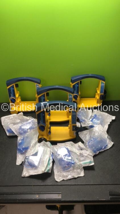 4 x Laerdal LSU Suction Units with 11 x Serres Ref 57151 Lids (All Power Up with Damage-See Photos)