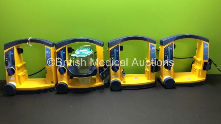 4 x Laerdal LSU Suction Units with 1 x Suction Cup and Lid (All Power Up with Damage-See Photo)