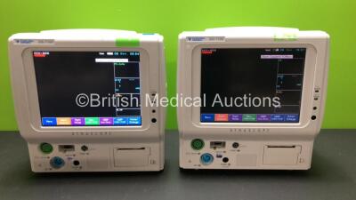 2 x Fukuda Denshi Dynascope DS-7100 Touch Screen Patient Monitors with ECG/Resp, SPO2, NIBP, BP, TEMP and Printer Options *Mfd 2012* (Both Power Up)