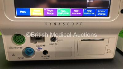 2 x Fukuda Denshi Dynascope DS-7100 Touch Screen Patient Monitors with ECG/Resp, SPO2, NIBP, BP, TEMP and Printer Options *Mfd 2012* (Both Power Up) - 3