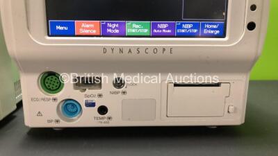 2 x Fukuda Denshi Dynascope DS-7100 Touch Screen Patient Monitors with ECG/Resp, SPO2, NIBP, BP, TEMP and Printer Options *Mfd 2014 - 2013* (Both Power Up) - 2