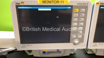 2 x Drager Infinity Delta XL Patient Monitors with HemoMed 1, Aux/Hemo 2, Aux/Hemo 3, NBP and MultiMed Options, 2 x Docking Stations and 2 x Power Supplies *Mfd 2006* (Both Power Up) - 3