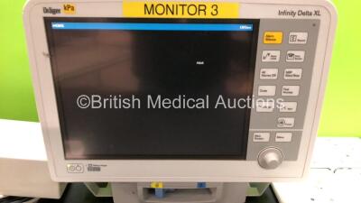 Job Lot Including 1 x Drager Infinity Delta XL Patient Monitor with HemoMed 1, Aux/Hemo 2, Aux/Hemo 3, NBP and MultiMed Options, 1 x Docking Station and 1 x Power Supply *Mfd 2009* ( Powers Up) 12 x Drager MultiMed 12 Ref 5589663 Modules and 1 x Drager Re - 2