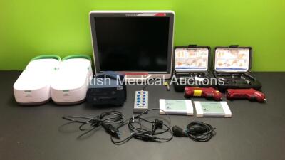 Mixed Lot Including 2 x Vidacare EZ-I Power Drivers (1 x Damaged Casing) 2 x Philips Respironics InnoSpire Deluxe Nebulisers, 1 x Pari TurboBoy SX, 2 x Maquet 64 87 180 Batteries, 1 x Toshiba TA700 Monitor Display and 1 x Rigel Connecting Unit